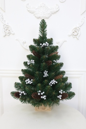 Ель 60 см шишки / серебристые ягоды