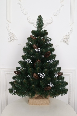 Ель 70 см шишки / серебристые ягоды