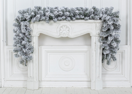 Еловая гирлянда заснеженная d38 см +/- 1 см 2,7м + 30см (21,5см)  204 вет.